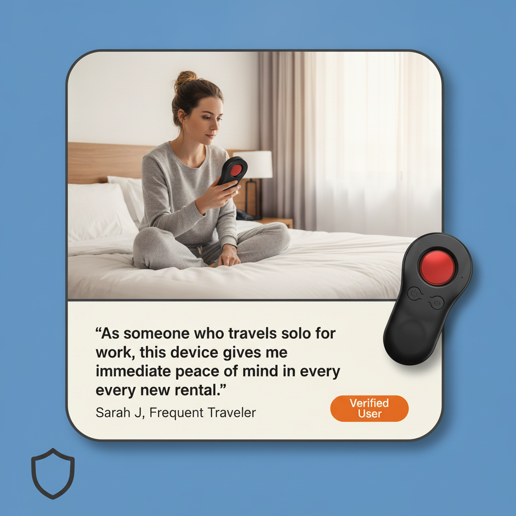 Hidden Camera Detector, Portable Privacy Protector for Solo Users, Traveller, Car Trip, Rentals, Anti-Surveillance Anti-Spy Camera Finder with Intrusion Alert and LED